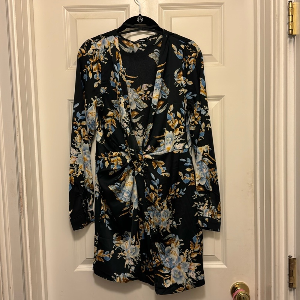 Fashion Nova Satin Wrap Dress mini